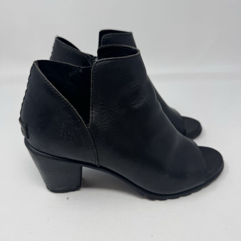 Sorel Nadia NL2842-010 Ankle Boot Peep Toe Woman’s Black Leather Size: 8.5